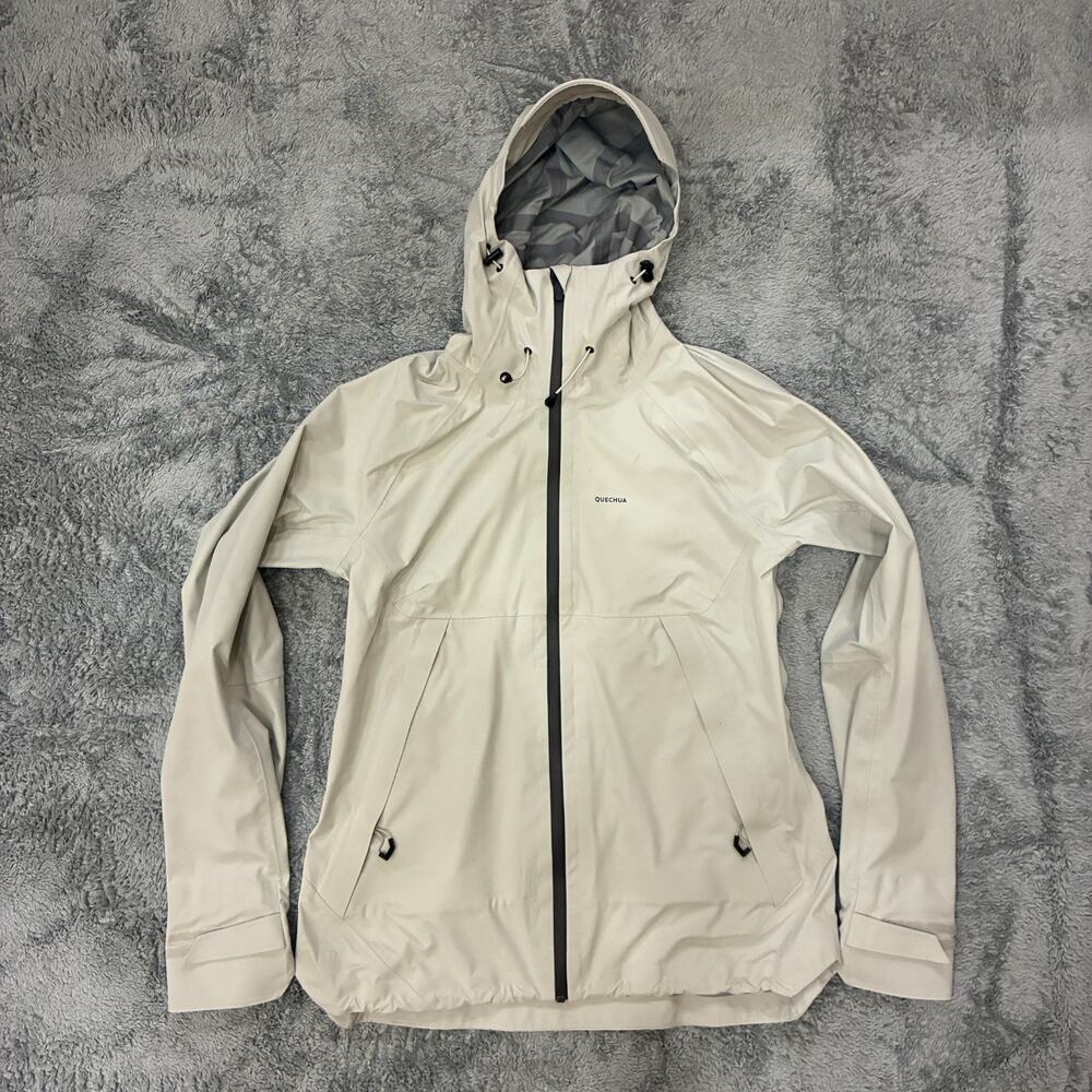 Quechua MH500 Light Beige Outdoor Waterproof Hiking Jacket Women's Size Small